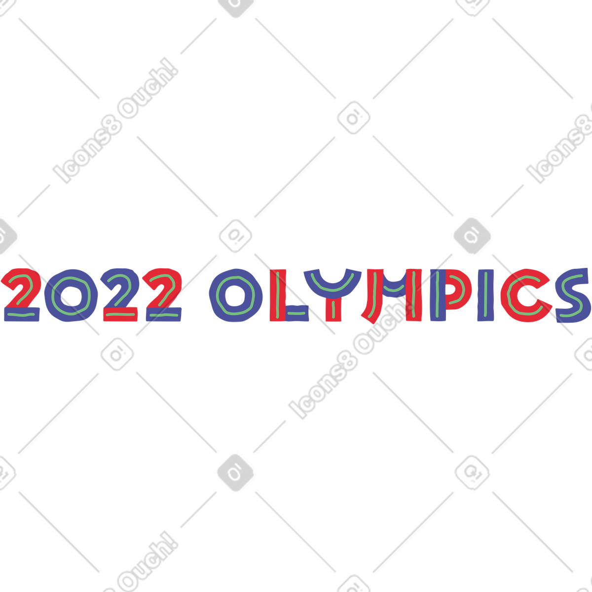 Lettering two thousand twenty second olympics illustration in Stripy style download in PNG, SVG