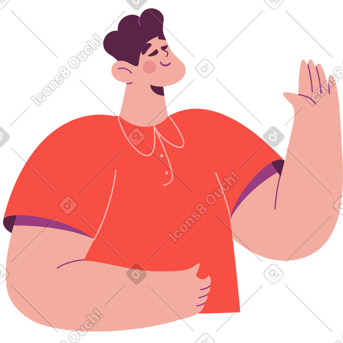 Ilustração de Metade um homem com uma das mãos para cima em no estilo Sammy baixar em PNG, SVG