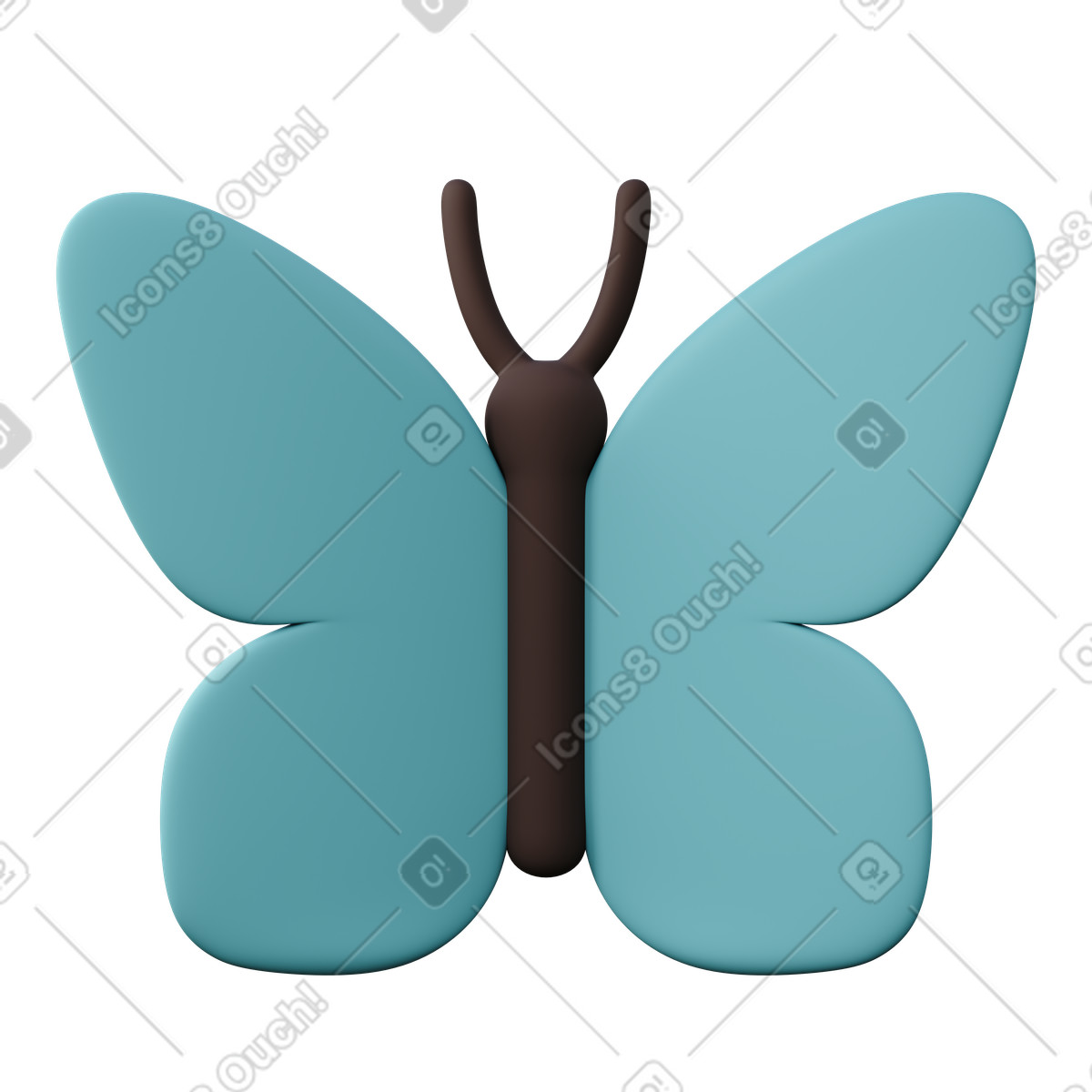 Ilustração de Turquoise butterfly top view em no estilo 3D Sugary para baixar em PNG, SVG