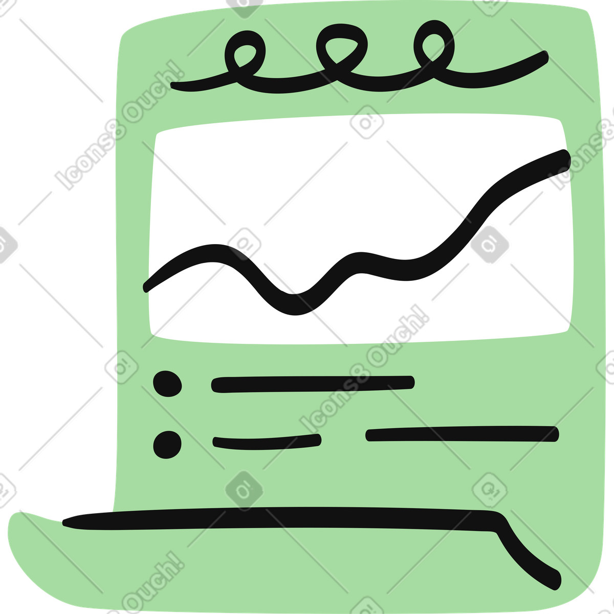 Ilustración Report document with rising line chart and summary bullet points en estilo Organic a descargar en PNG y SVG