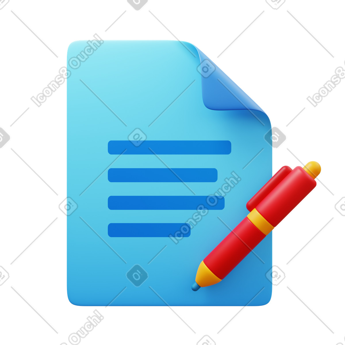 Signing a document animierte Illustration im 3D Fluency-Stil als Download in GIF, Lottie (JSON), AE