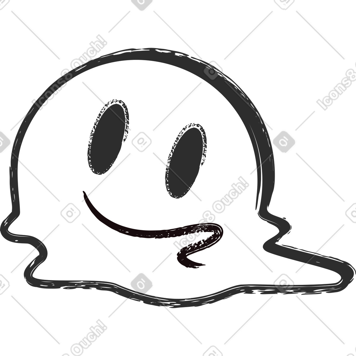 Ilustración Emoji de cara derretida en estilo Graphite a descargar en PNG y SVG