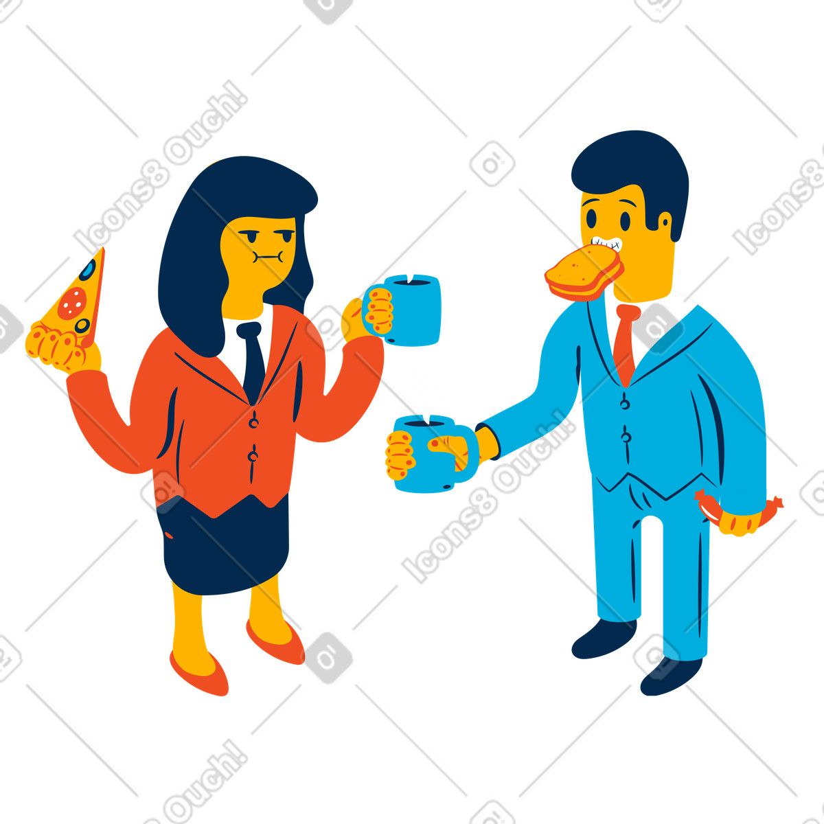 Иллюстрация Office workers on a lunch break в стиле Flame — скачать в форматах PNG, SVG
