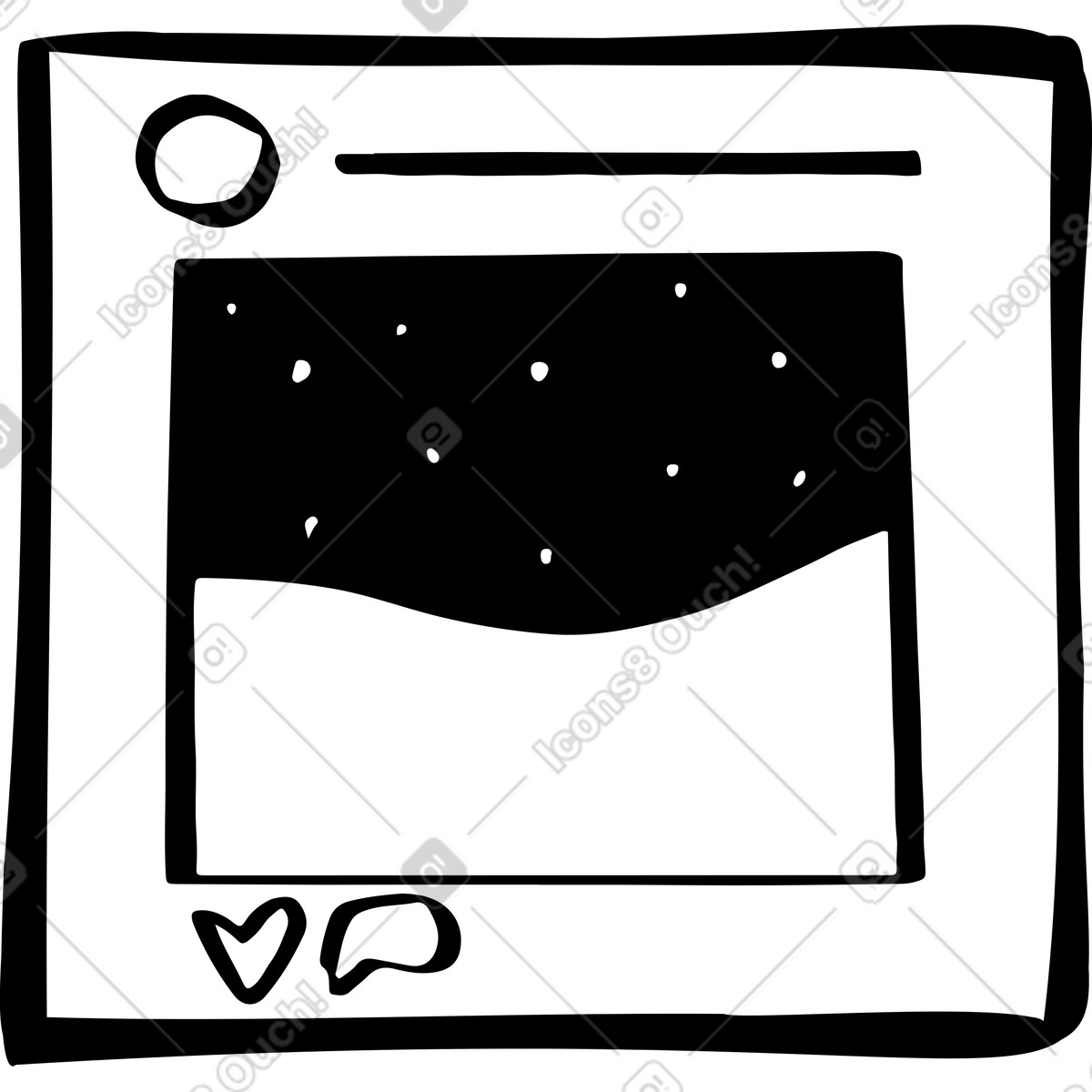 Post sui social media con la foto di un cielo illustrazione in stile Journal scarica in PNG, SVG