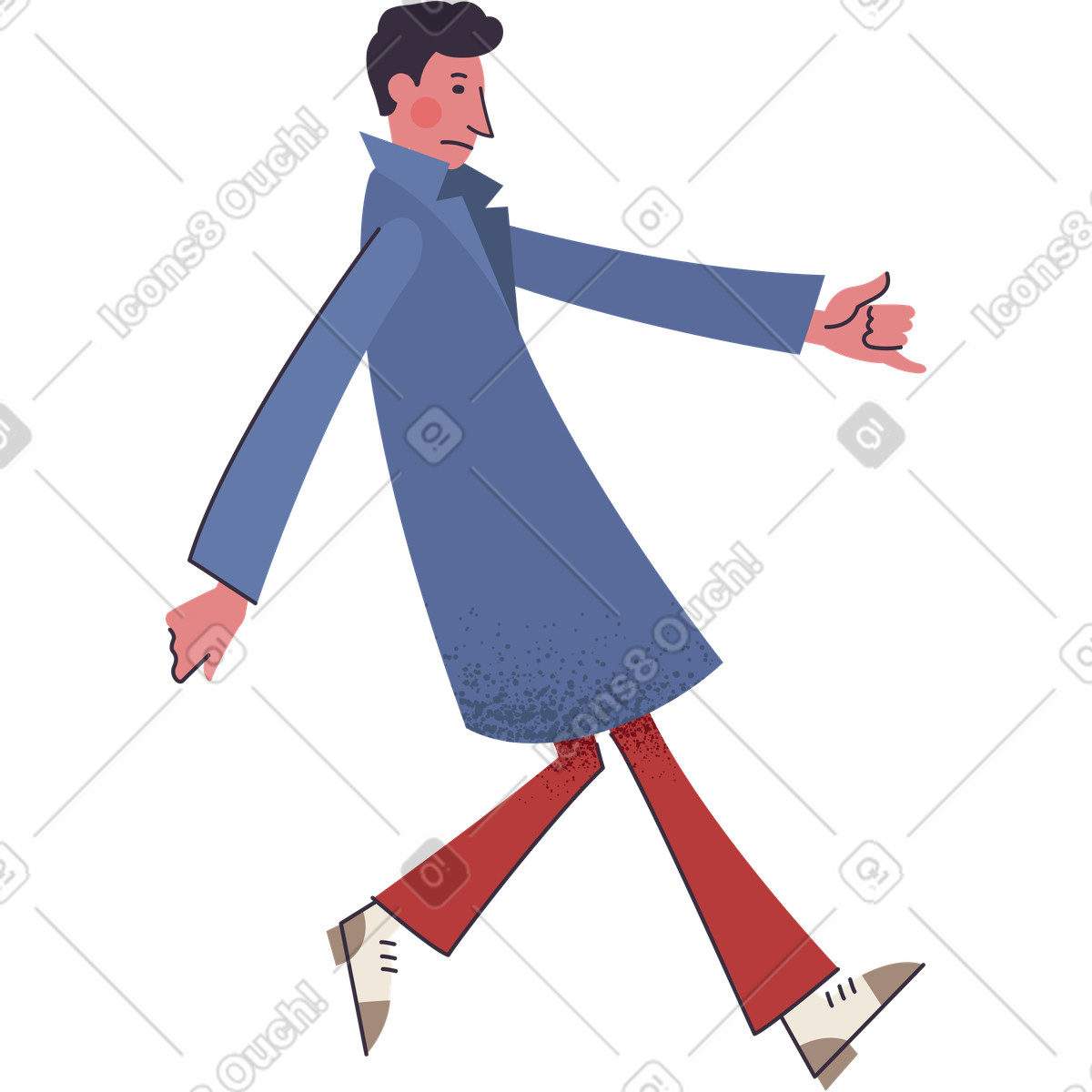 Man in coat-Illustration im Pale-Stil als Download PNG, SVG