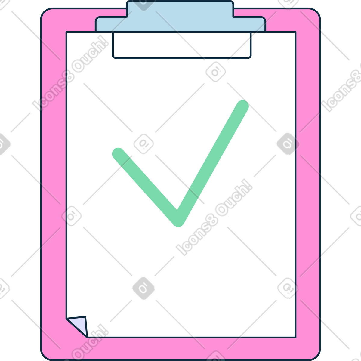 Ilustración Portapapeles con marca de verificación en estilo Bubble gum a descargar en PNG y SVG