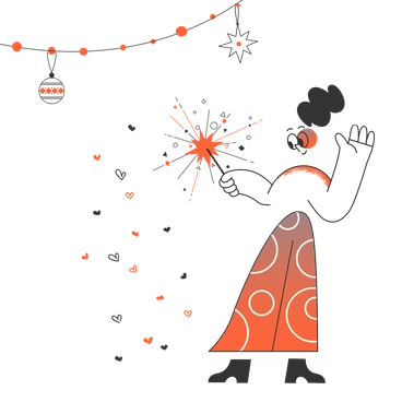 A person celebrating with fireworks - Crayon style illustration