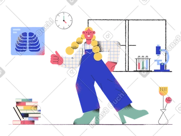 Female scientist in laboratory showing thumbs up PNG, SVG