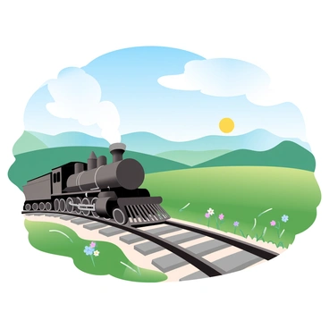 A classic steam locomotive chugging along a picturesque countryside track.