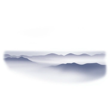 A horizon where the sky and ground meet in a soft gradient, creating a seamless blend of elements. The scene is enveloped in a thick layer of fog that obscures distinct features, making the landscape appear ethereal. Shapes of distant hills are just faint outlines, barely discernible through the mist. The atmosphere is dense, creating an impression of blurred reality, where boundaries between the earth and sky dissolve into a singular soft expanse.