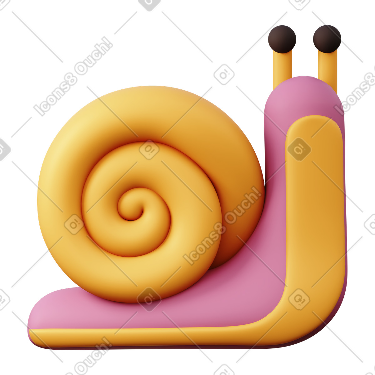 Illustration Escargot tridimensionnel dans le style 3D Sugary à télécharger aux formats PNG, SVG