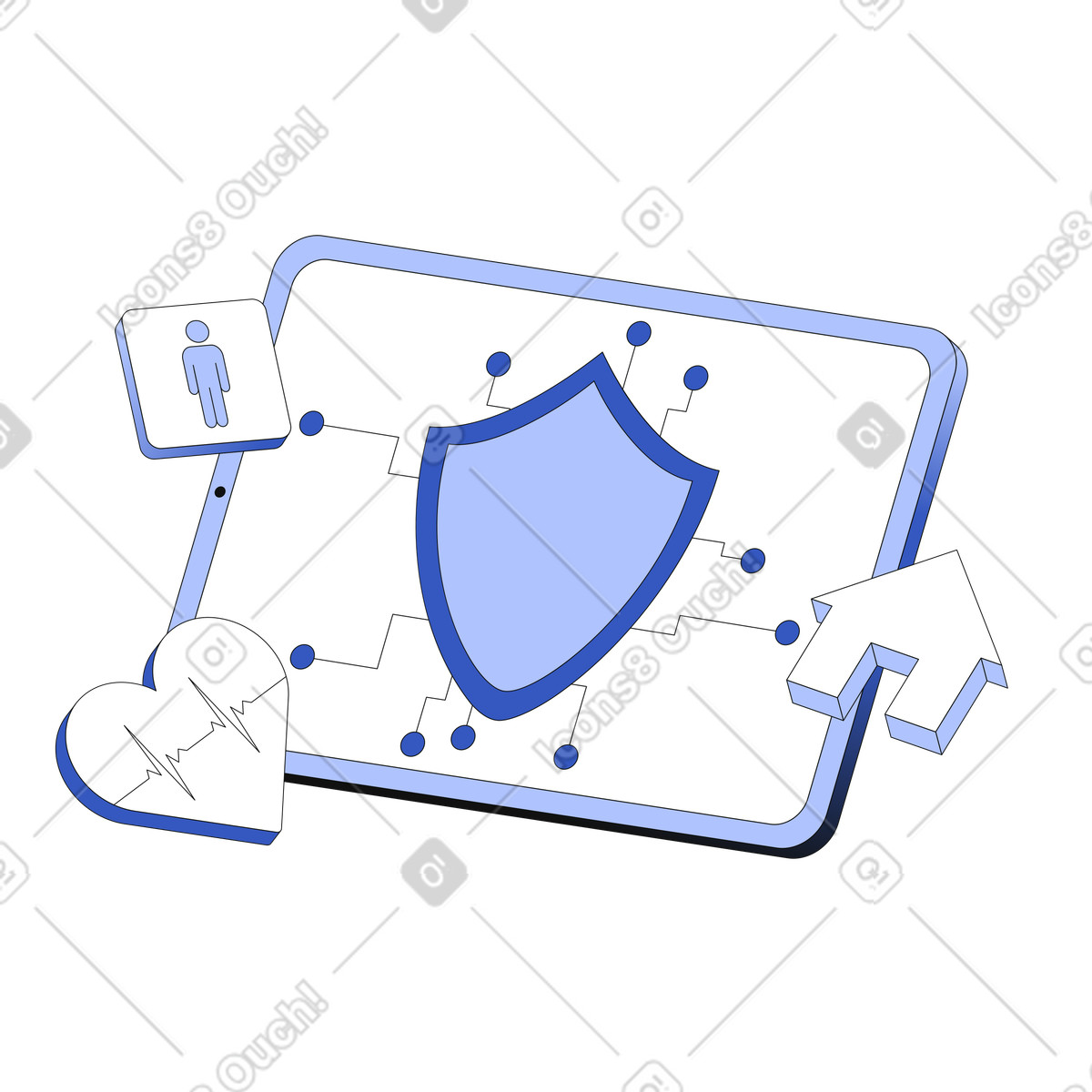 InsurTech, technology in insurance industry illustration Techny style download PNG, SVG