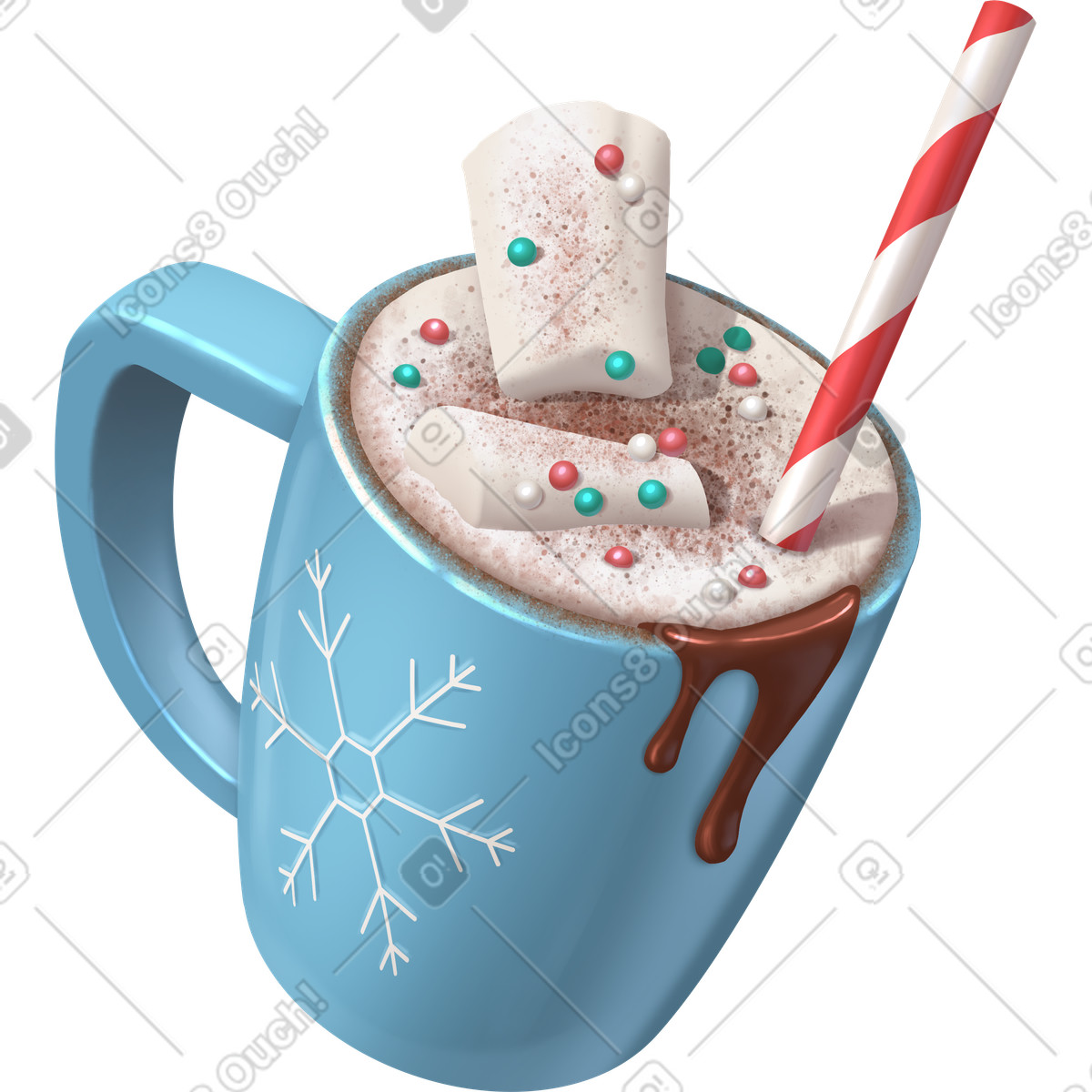 Ilustración Taza navideña con chocolate caliente en estilo Props a descargar en PNG y SVG