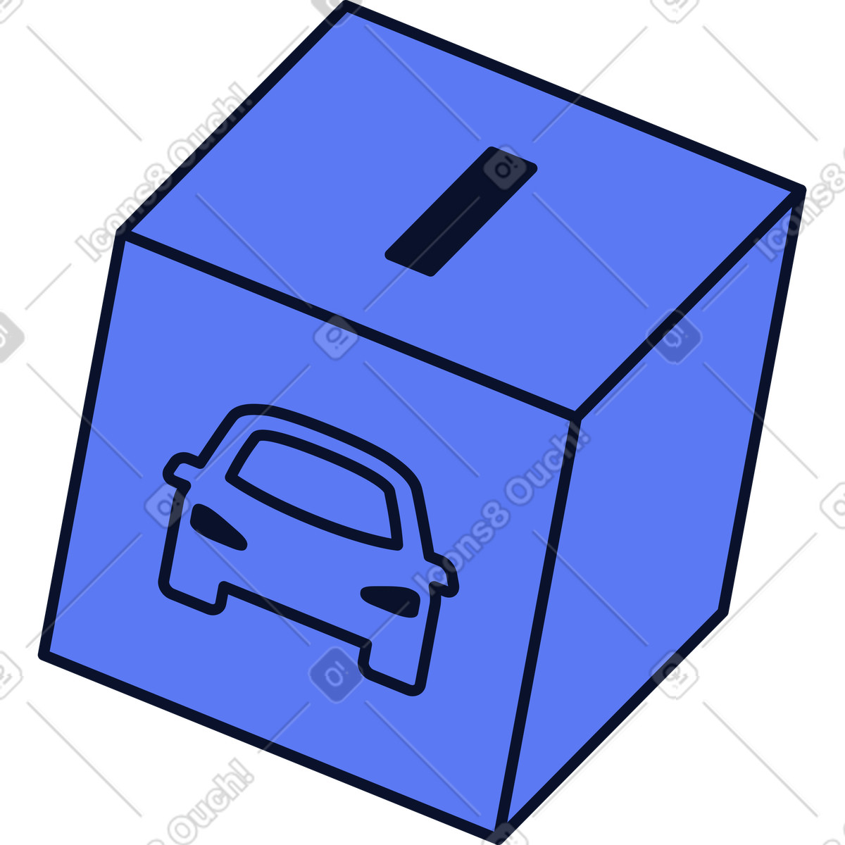 Flexy スタイルの 車のアイコンが付いた立方体 のイラストをPNG、SVG形式でダウンロード