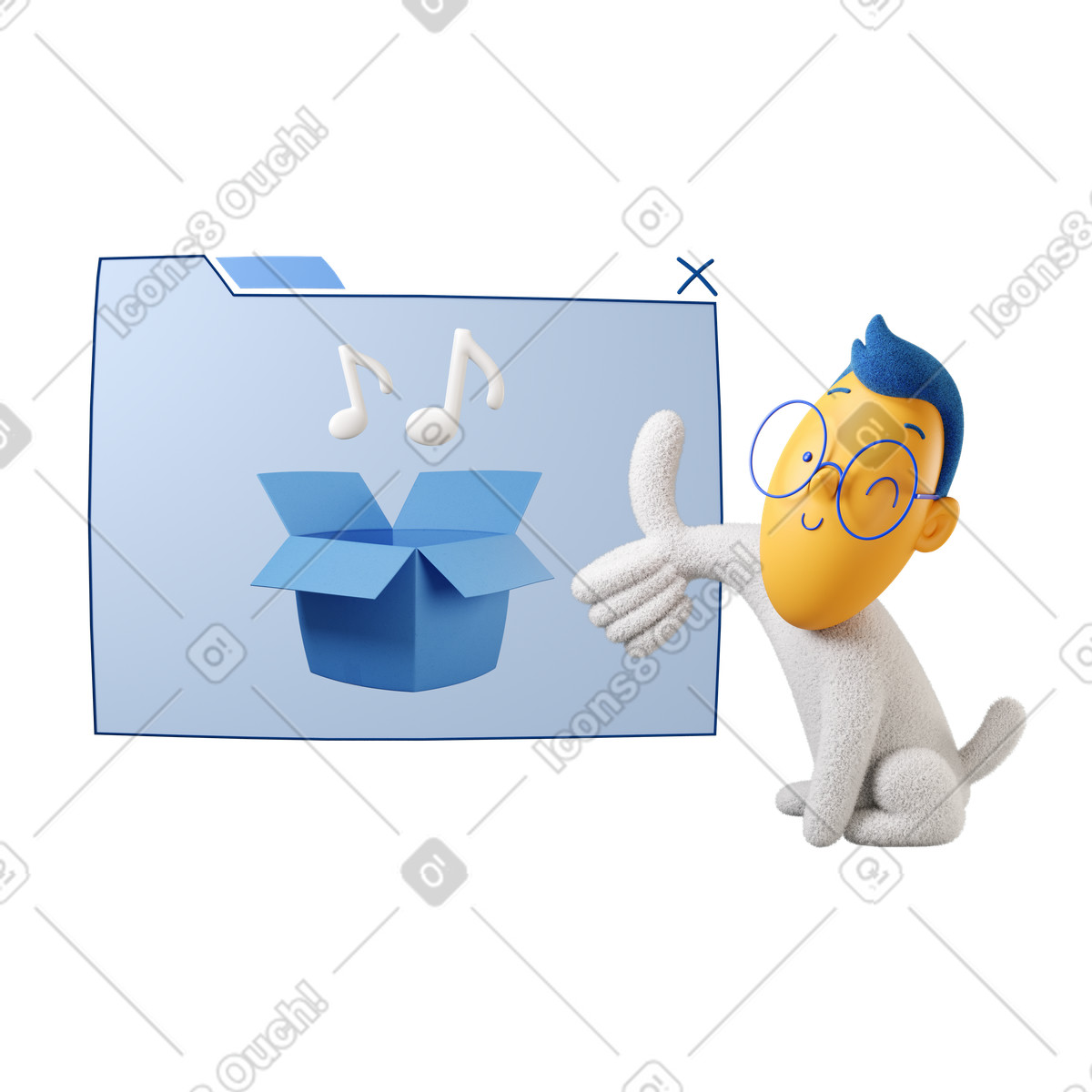 Man kauft neue musik online-Illustration im 3D Buddy-Stil als Download in PNG, SVG