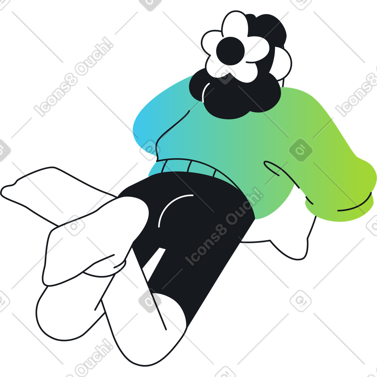 Frau liegt mit einem kissen auf dem bauch und hat die beine übereinandergeschlagen-Illustration im Breeze-Stil als Download in PNG, SVG