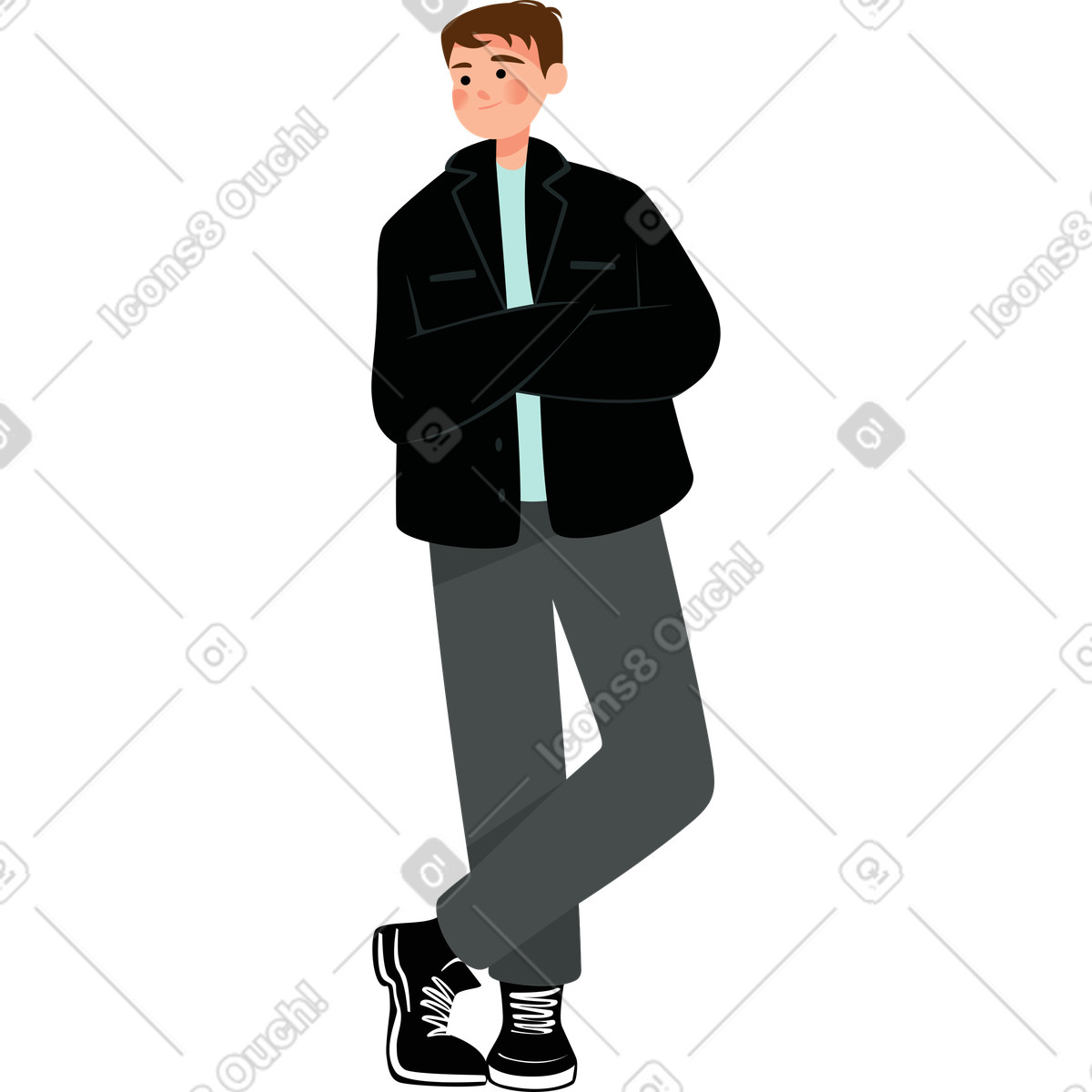 Lagom 스타일의 Boy folded his arms across chest 일러스트레이션 PNG, SVG 다운로드