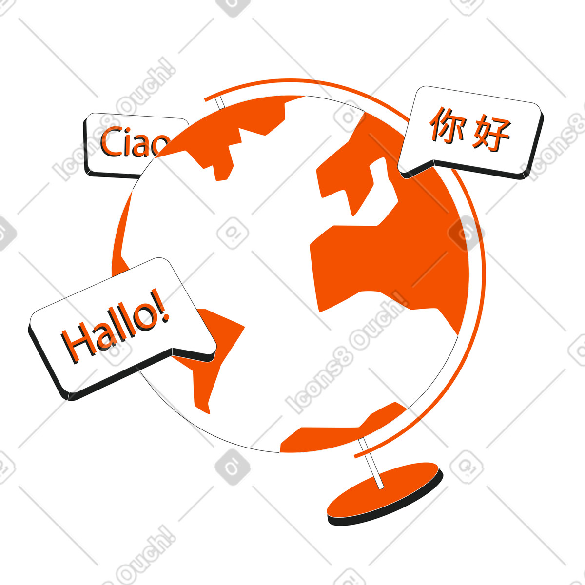 Exploring the world through foreign languages illustration in Strict style download in PNG, SVG