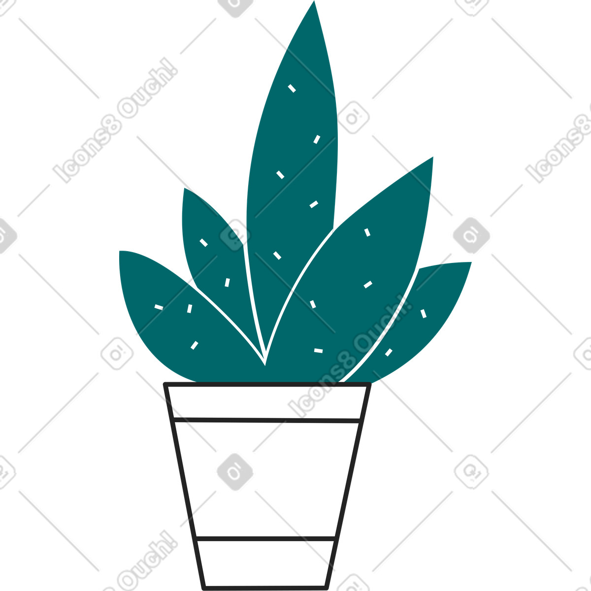 Fiore in vaso illustrazione stile Sammy Line scarica PNG, SVG