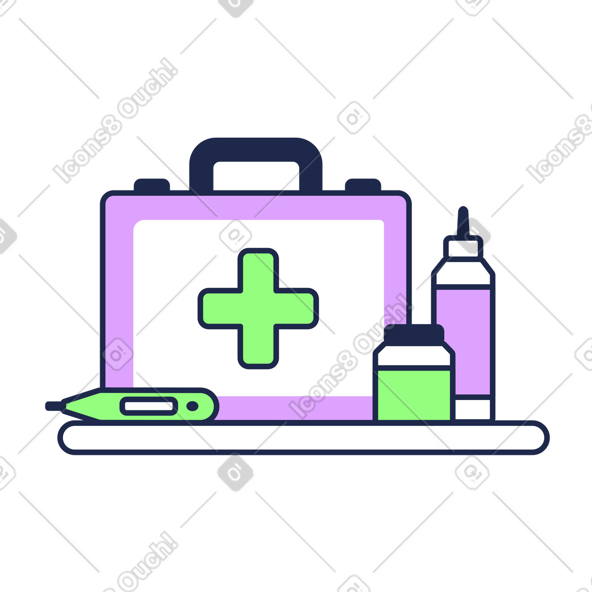 Kit di pronto soccorso per la medicina d'urgenza illustrazione in stile Outline scarica in PNG, SVG