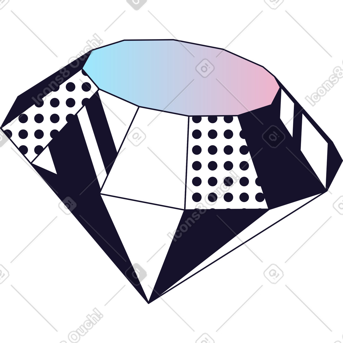 Pietra preziosa illustrazione in stile Node scarica in PNG, SVG