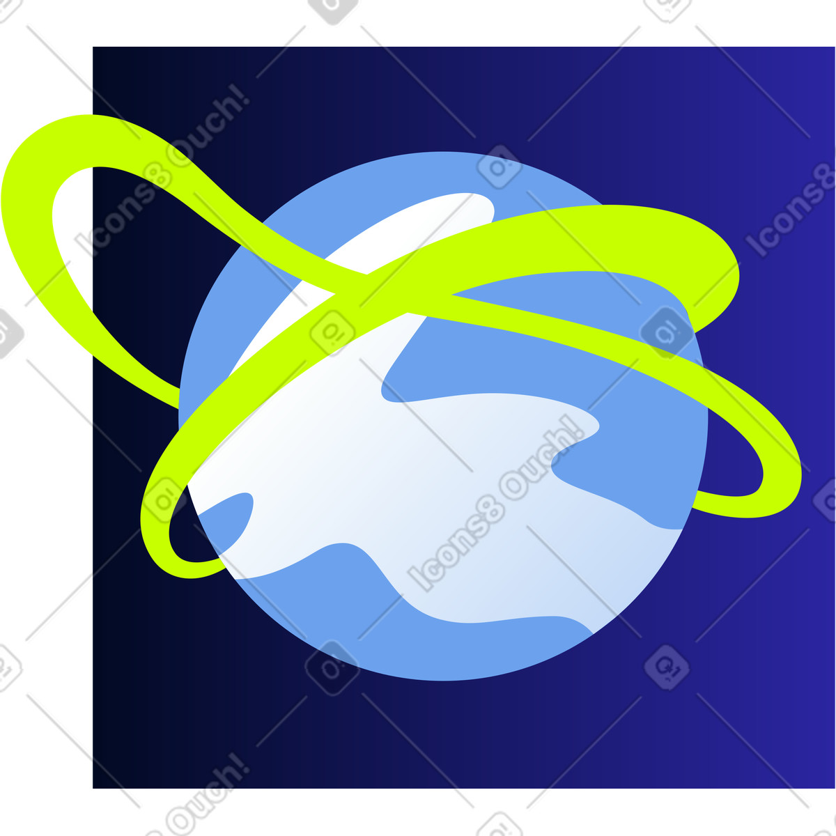Planet mit grünem rauch herum-Illustration im Space-Stil als Download in PNG, SVG