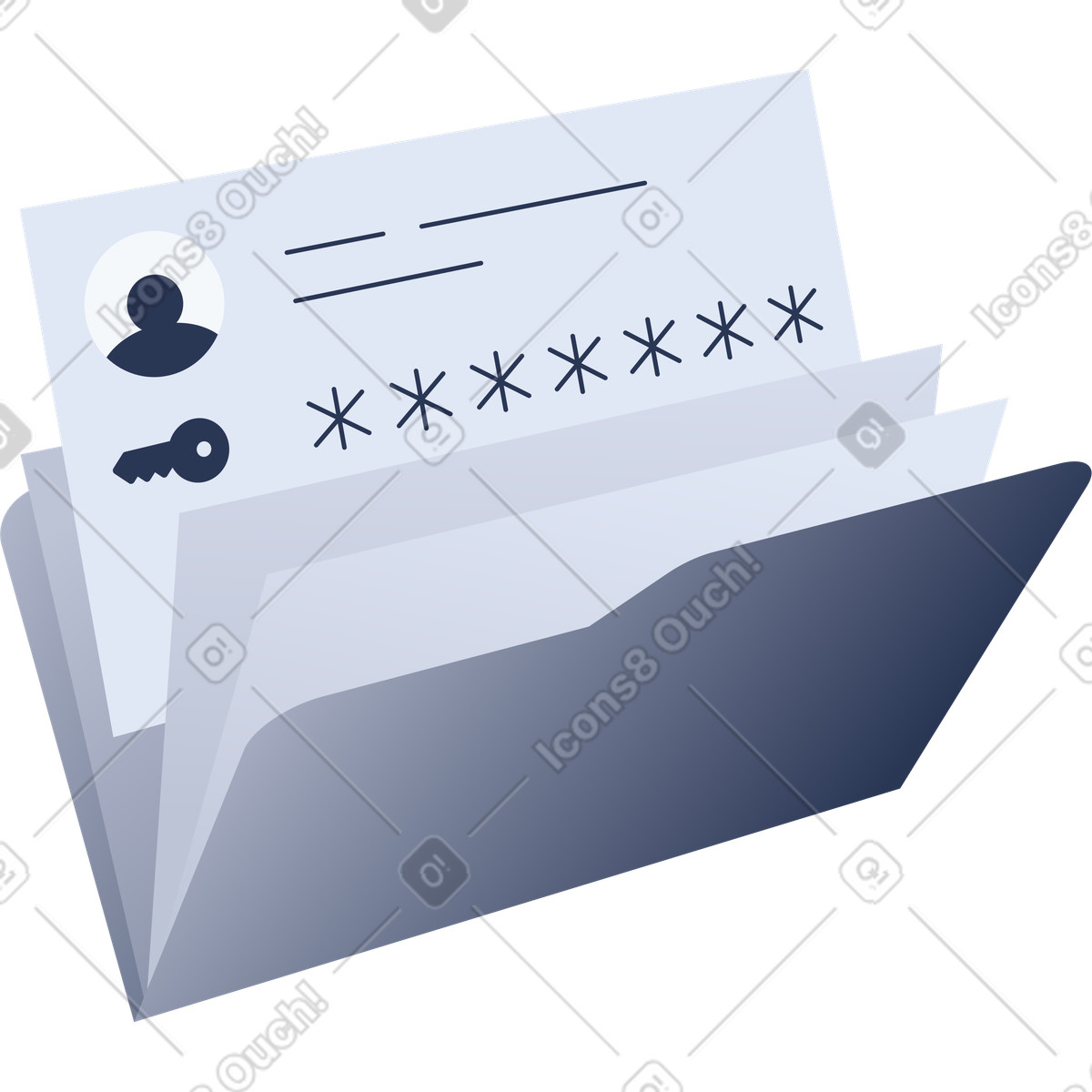 Illustration Dossier login et mot de passe dans le style Lucent à télécharger aux formats PNG, SVG