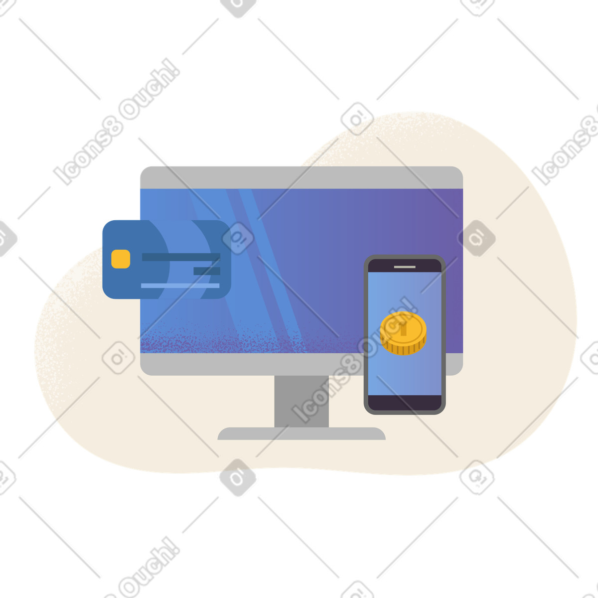 Online payment options illustration in Pale style download in PNG, SVG