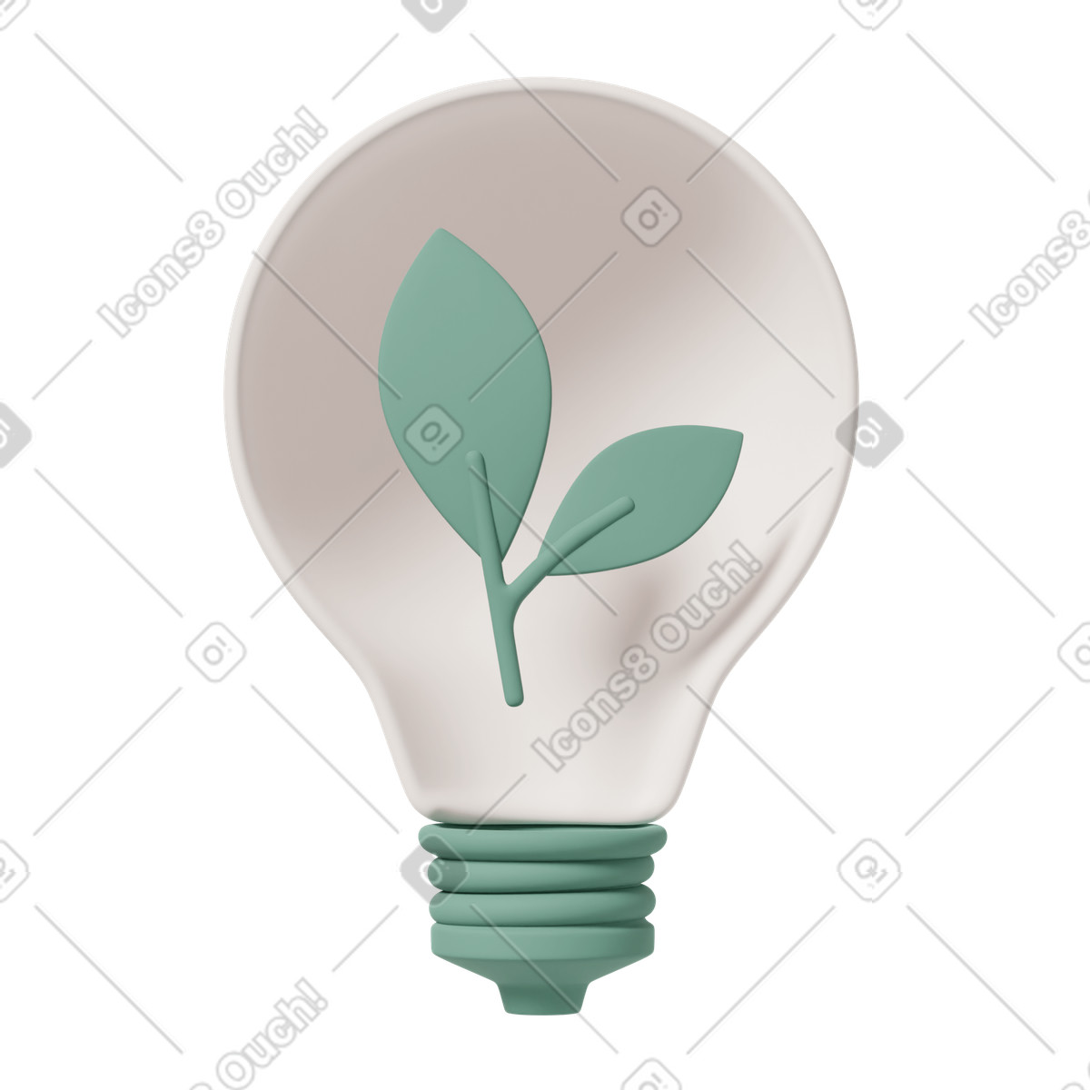 3D Casual life スタイルの Green energy bulb lamp のイラストをPNG、SVG形式でダウンロード