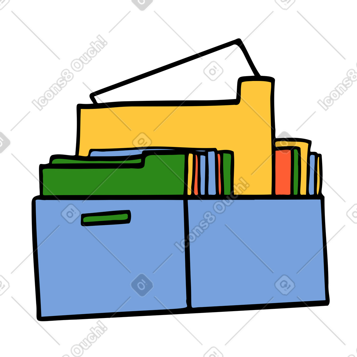 Data storage with folders illustration in Comic style download in PNG, SVG