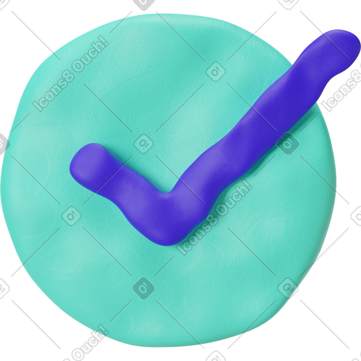 Illustration Icône de coche ronde bleue dans le style 3D Plastilina à télécharger aux formats PNG, SVG