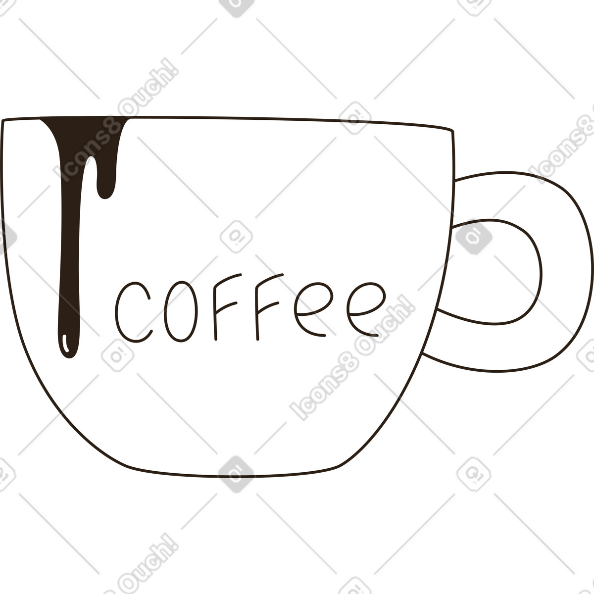 Coffee cup illustration in Plain style download in PNG, SVG