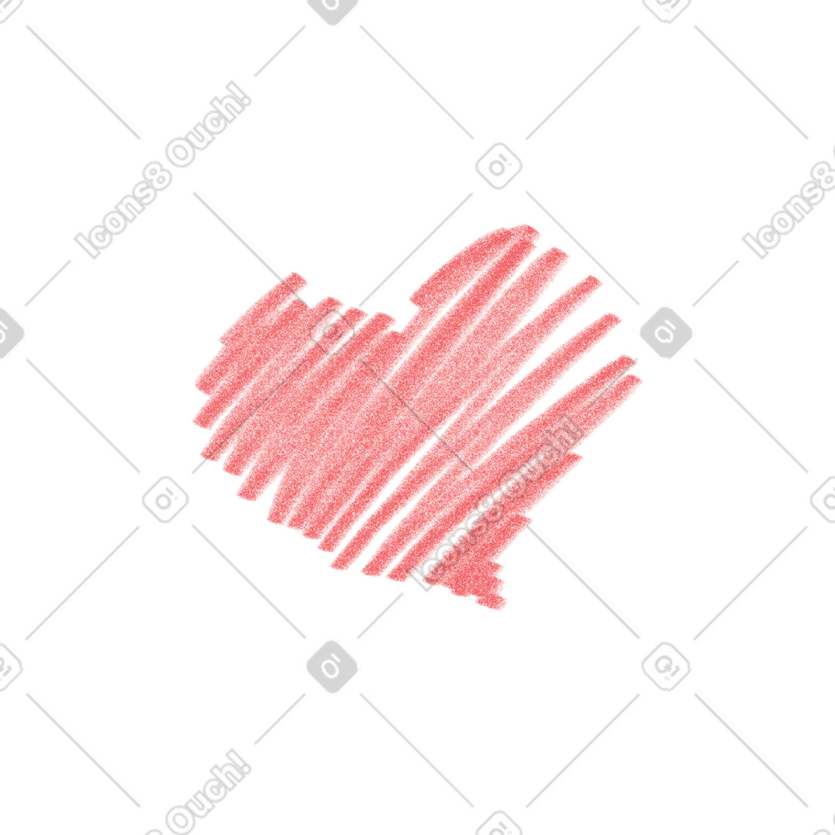 Ilustração de Red hatched heart em no estilo Doodle para baixar em PNG, SVG