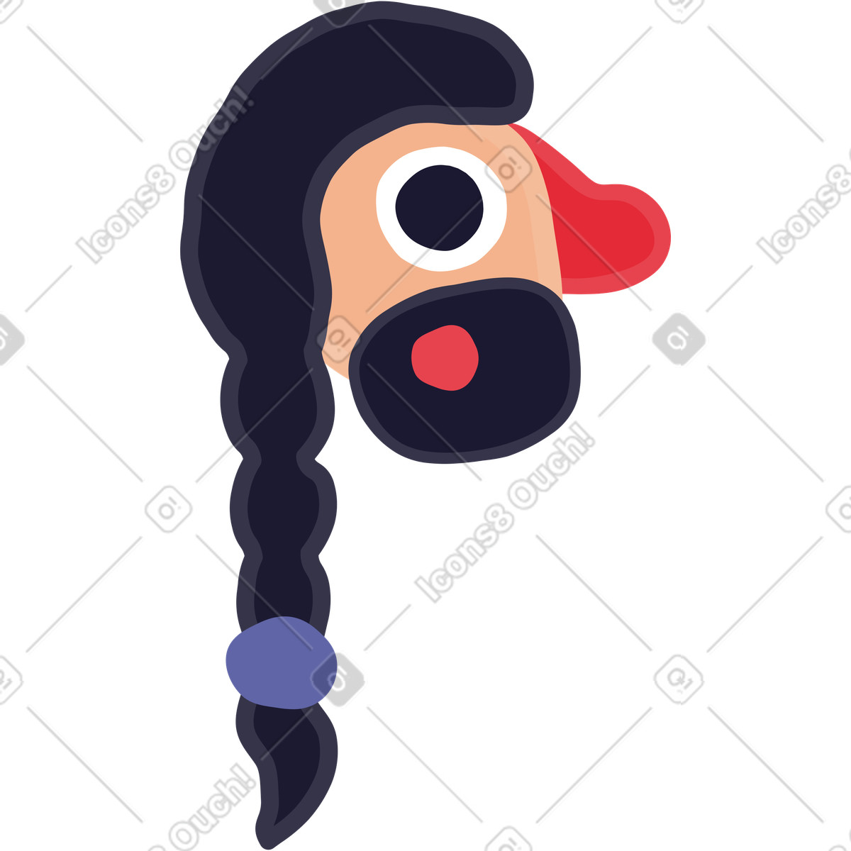 Stripy スタイルの Woman with braid のイラストをPNG、SVG形式でダウンロード