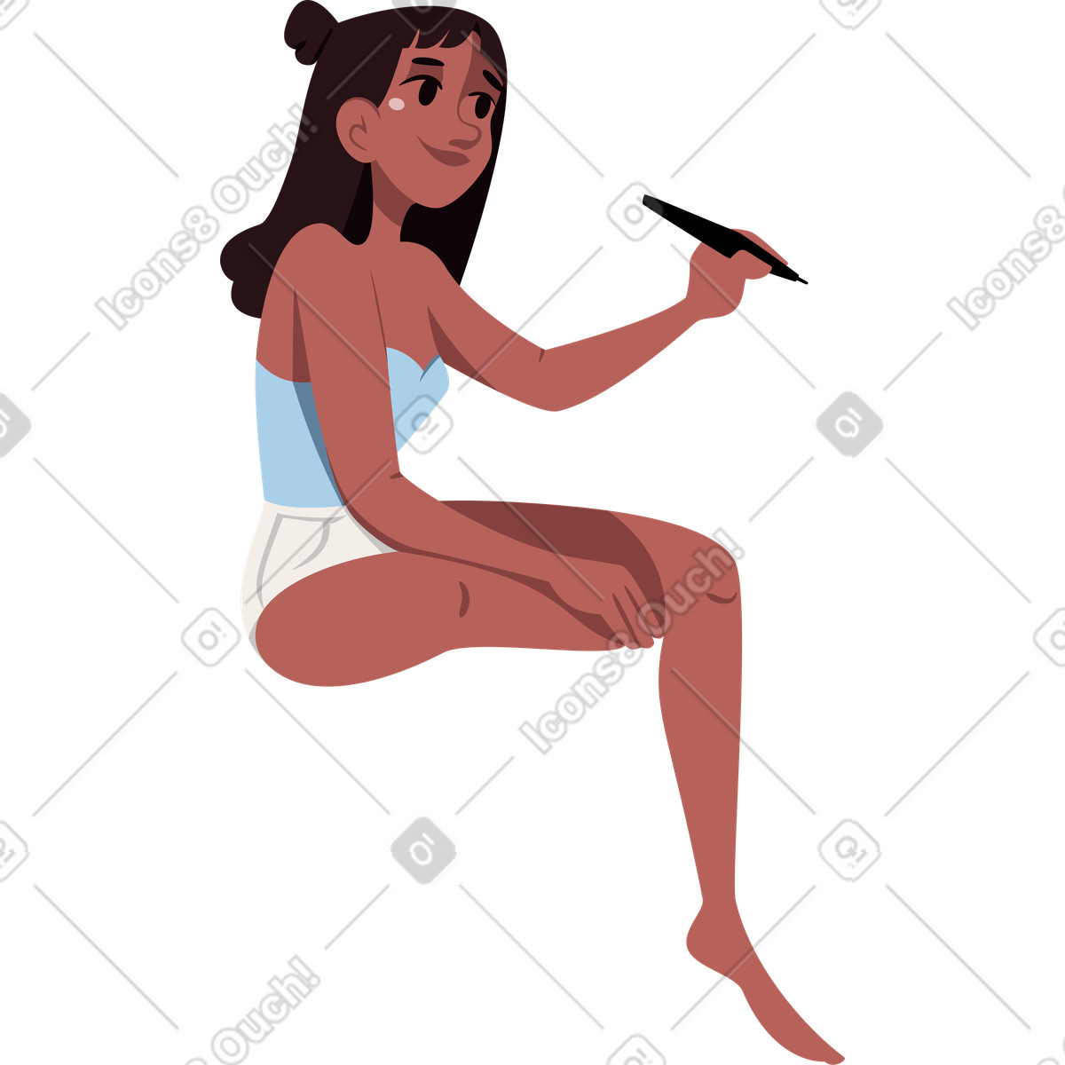 Das mädchen sitzt mit eingeklemmtem fuß-Illustration im Vivid-Stil als Download in PNG, SVG