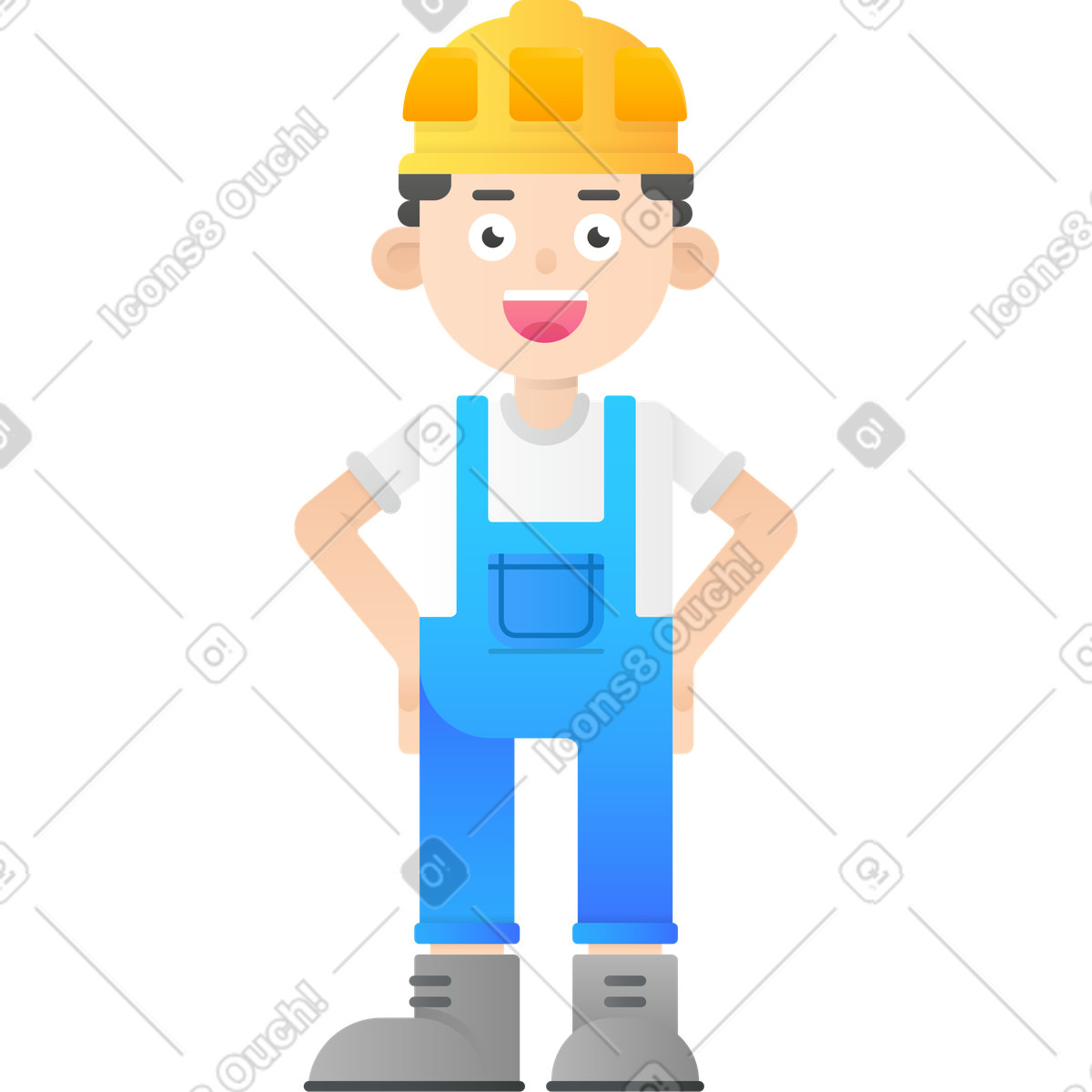 Illustration Man in builder uniform dans le style Hugo à télécharger aux formats PNG, SVG