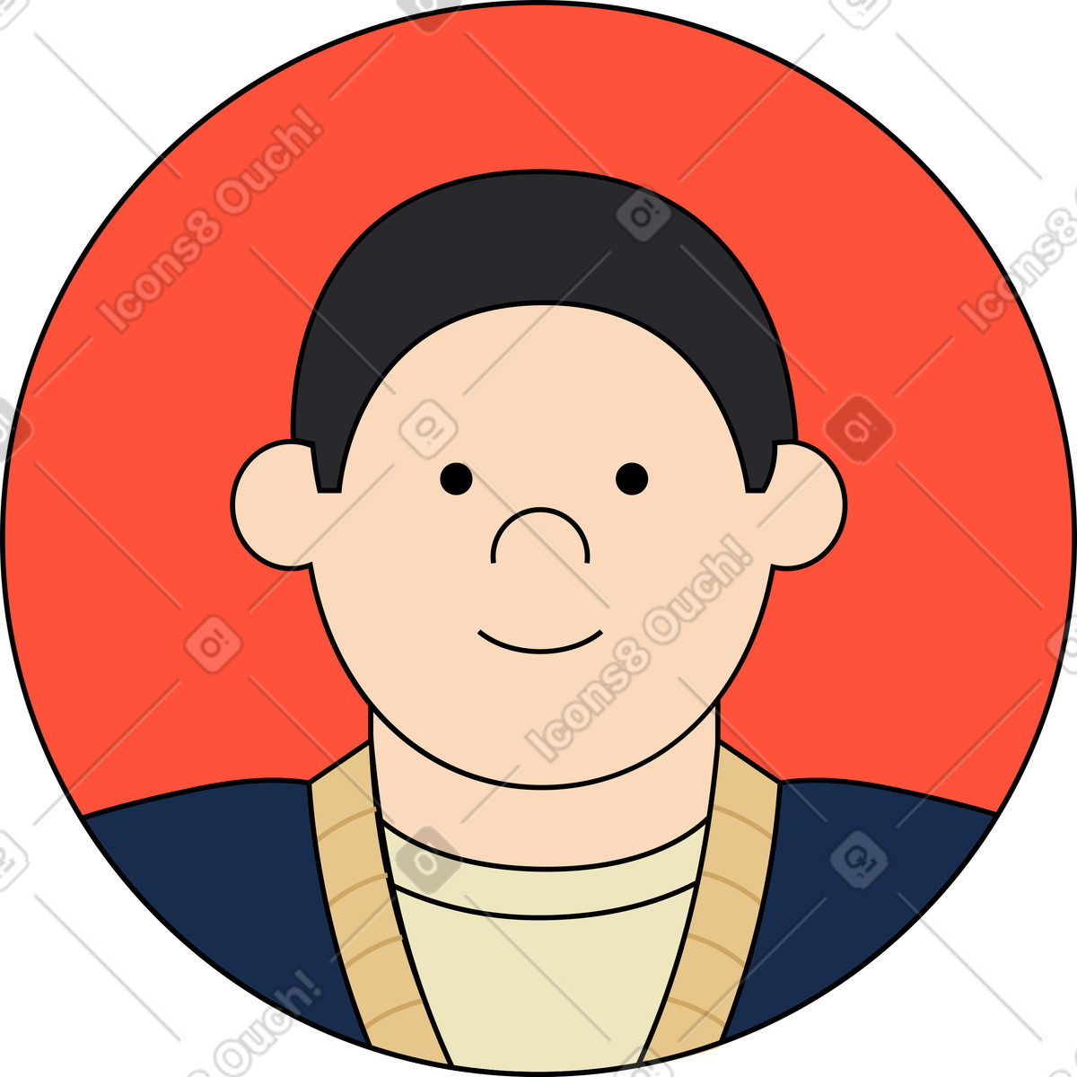 Avatar maschile illustrazione in stile Kindy scarica in PNG, SVG