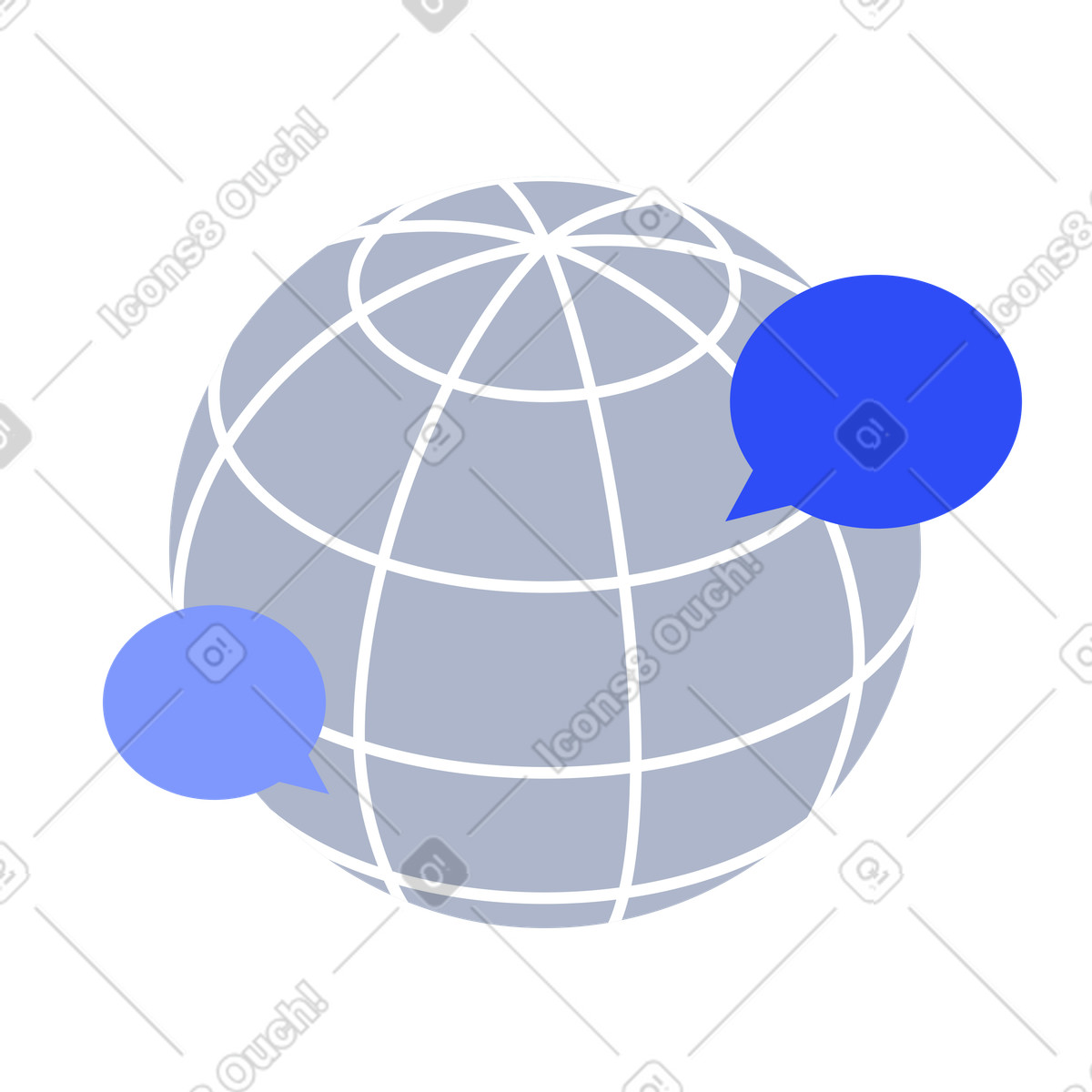 Worldwide communication network with internet globe and chat bubbles-Illustration im System-Stil als Download in PNG, SVG