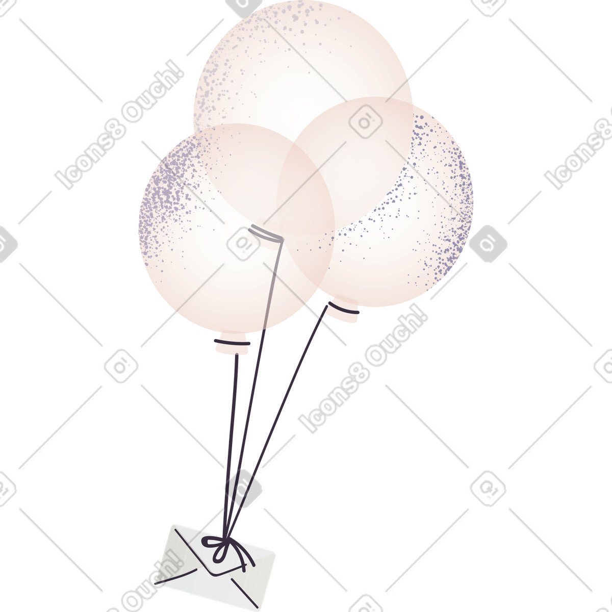 下载 Pale 风格的 气球上的信 插画，支持 PNG、SVG 格式