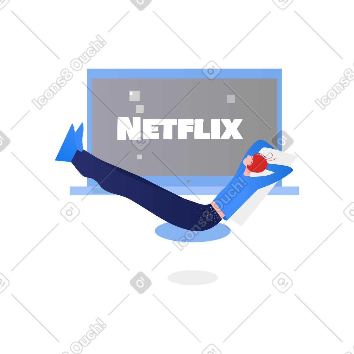 Netflixing on isolation illustration in Clip style download in PNG, SVG