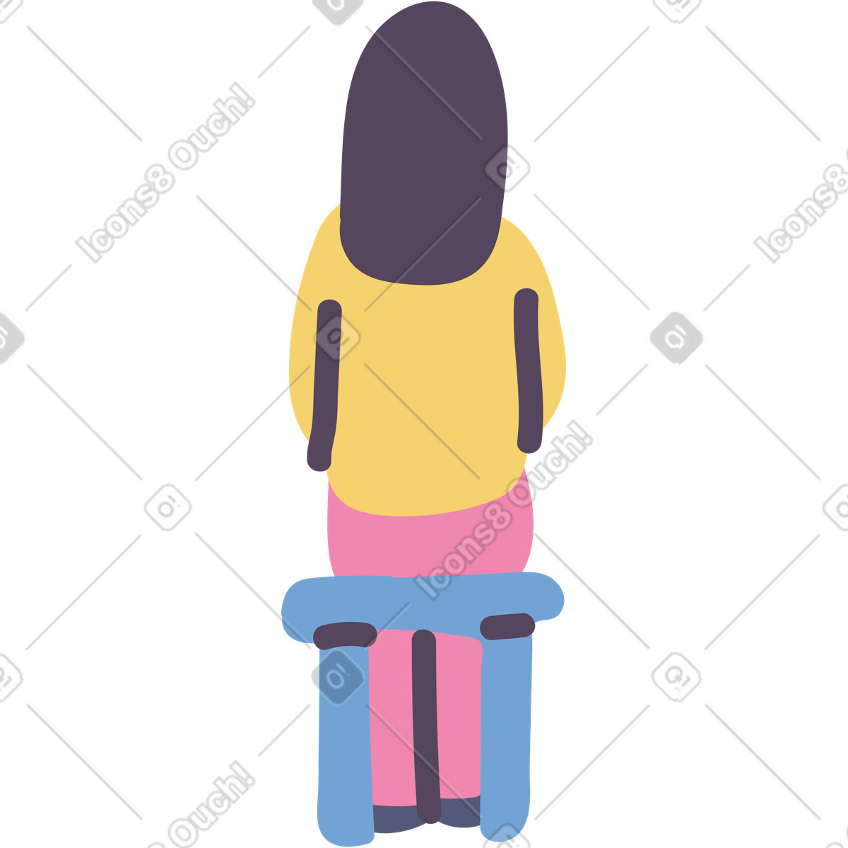 Seated woman illustration in Pluto style download in PNG, SVG