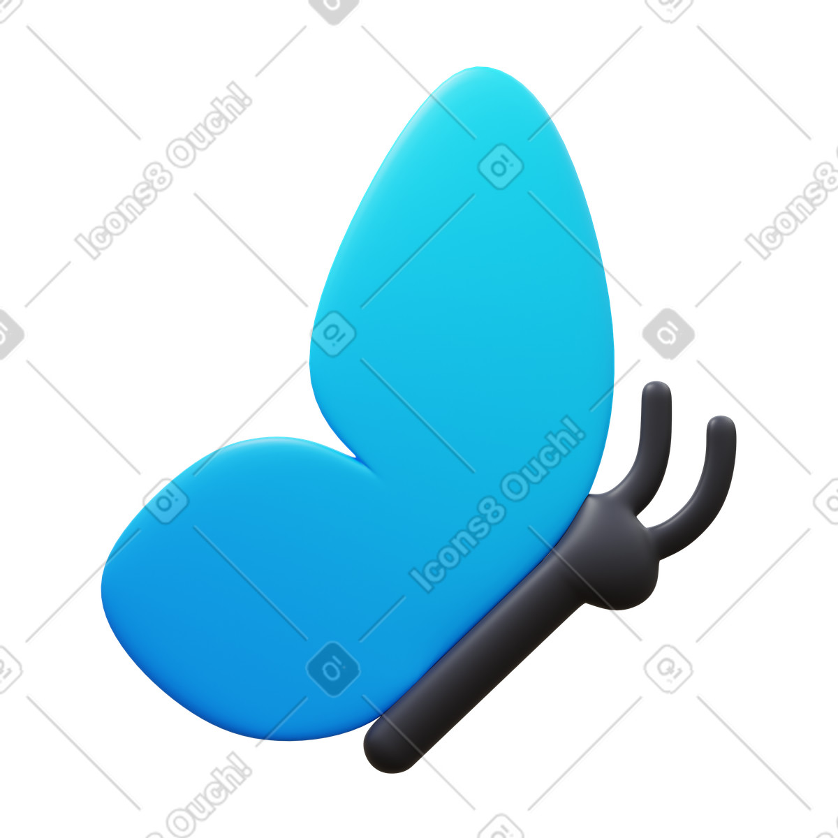3D Fluency 스타일의 Butterfly side view 일러스트레이션 PNG, SVG 다운로드
