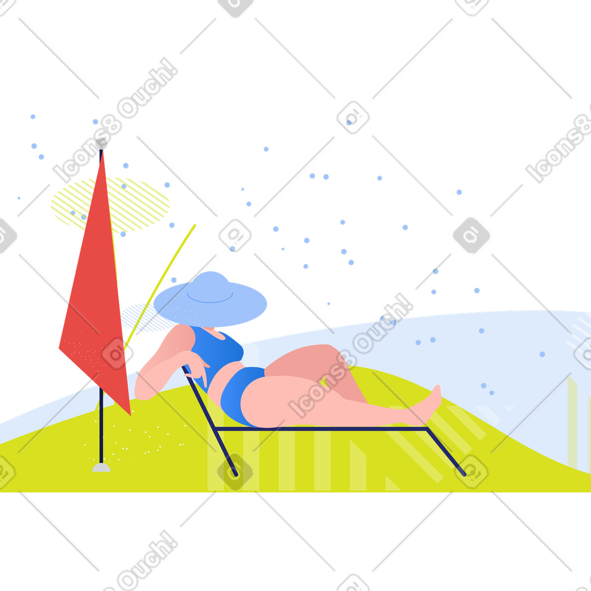 Am strand entspannen-Illustration im Clip-Stil als Download in PNG, SVG