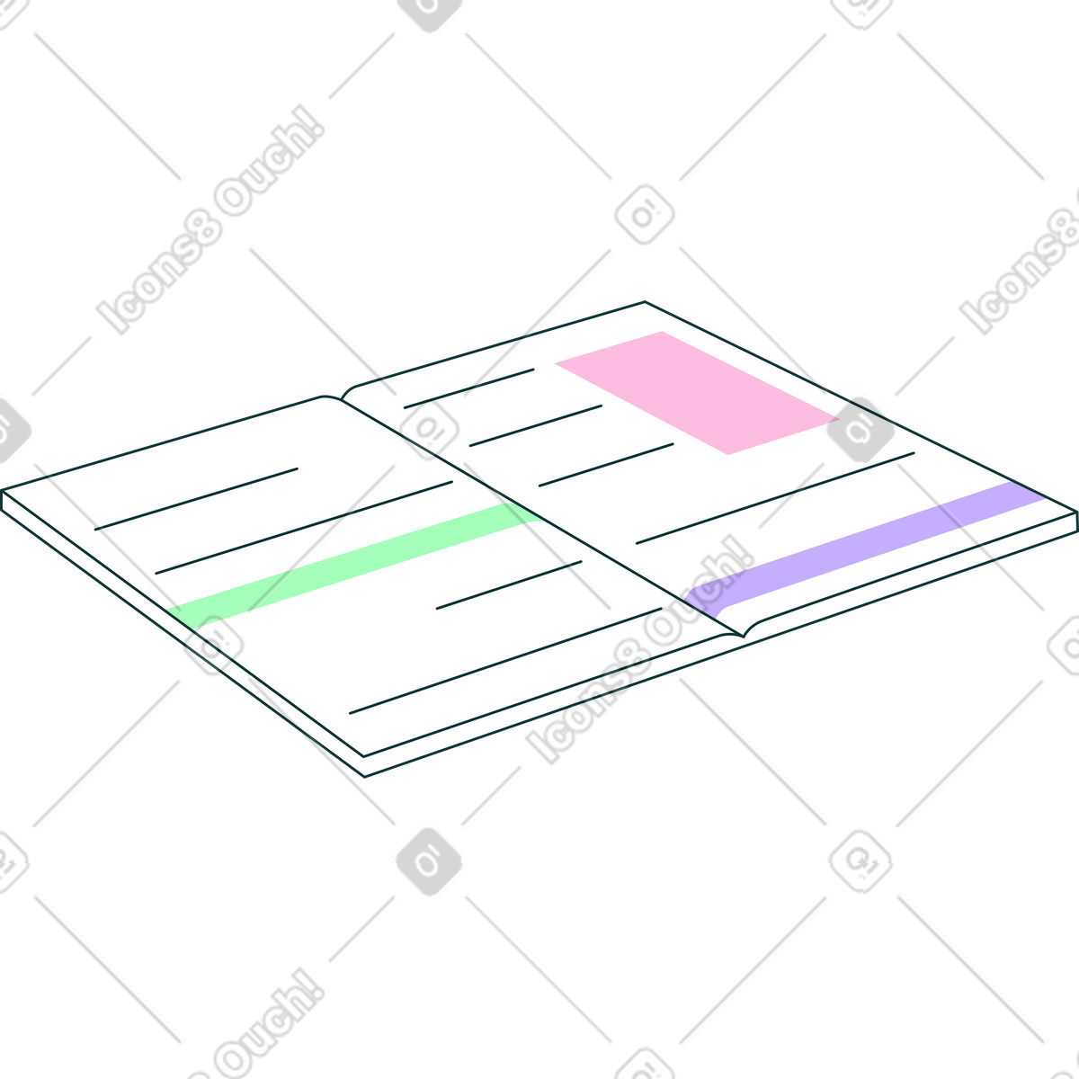 Open textbook illustration in Florid style download in PNG, SVG