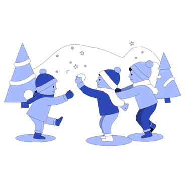 Kids playing in the snow, with small static sparks visible on their wool clothing