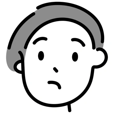 A black and white illustration of a face with a thoughtful expression. The face has smooth features, with raised eyebrows indicating deep concentration. The eyes are slightly squinted, and the lips are pressed together but slightly curved, suggesting contemplation. The hair is neatly styled, framing the face and adding to the overall focus on the expression.