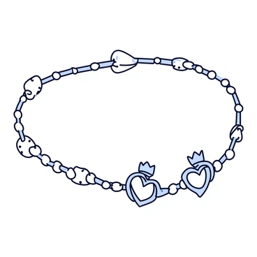 A delicate Claddagh bracelet made of silver. The bracelet features a series of small, shiny charms shaped like hearts and crowns that gently dangle from a thin chain. Each charm is detailed, showcasing the classic design of the Claddagh with hands holding a heart and crowned above. The chain has evenly spaced links that reflect light, creating a subtle shimmer. The overall composition focuses on the intricacy and elegance of the bracelet, emphasizing its ornamental details.