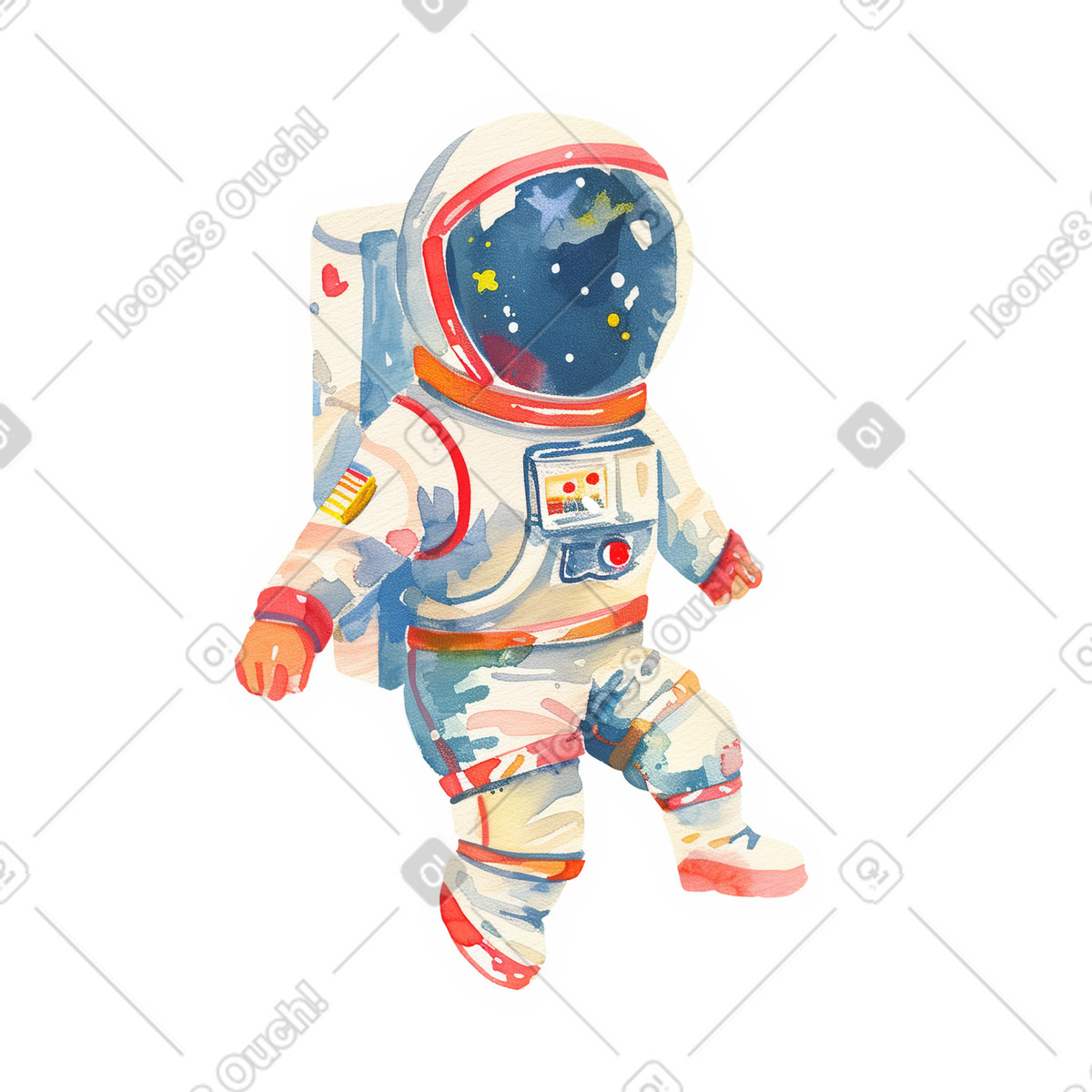 下载 Watercolor 风格的 宇航员 插画，支持 PNG、SVG 格式