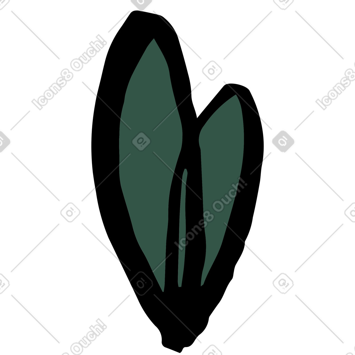 Dark green leaves illustration in Scandi style download in PNG, SVG