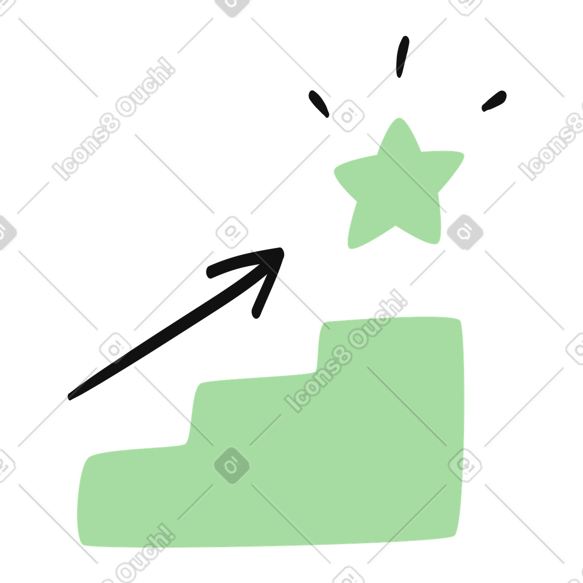 Ilustração de Success growth arrow rising from staircase toward shining star reward em no estilo Organic para baixar em PNG, SVG